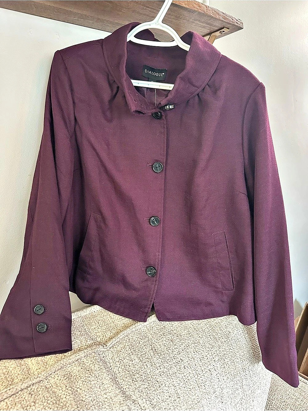 Dialogue Button Front Jacket in Purple Size 1X Like New
